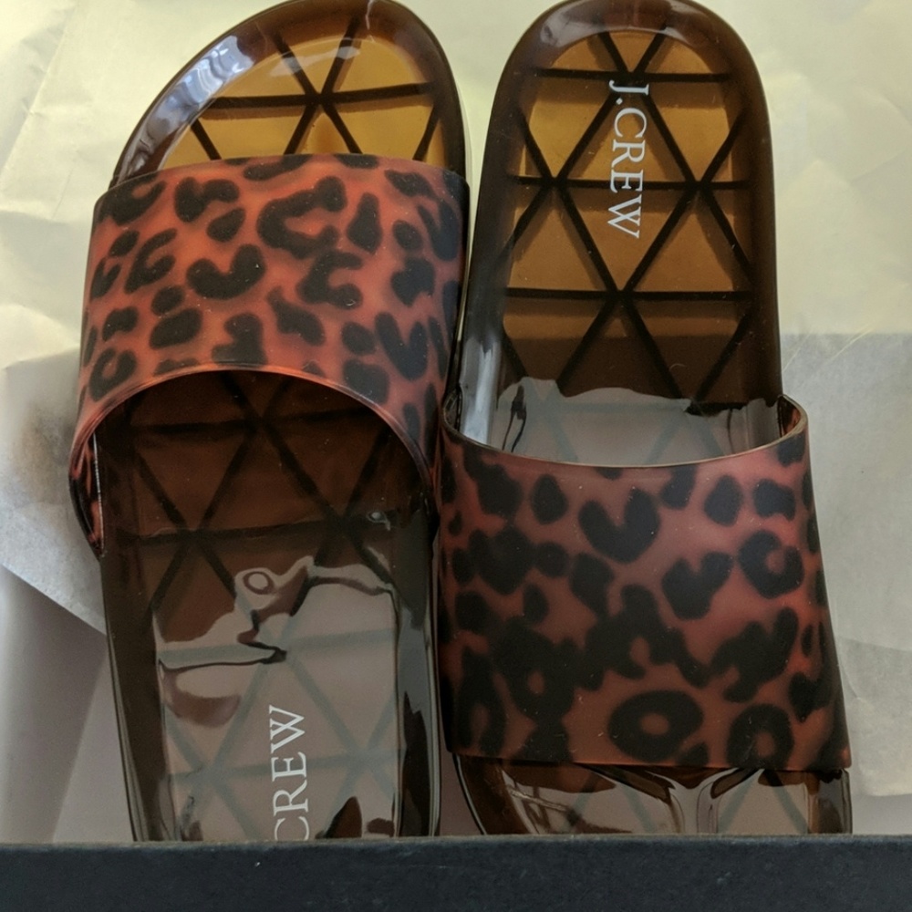 JCrew pool slide sandals in tortoise